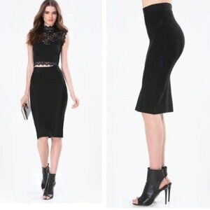 Bebe Skirt Black Bandage Midi XS Pencil Skirt